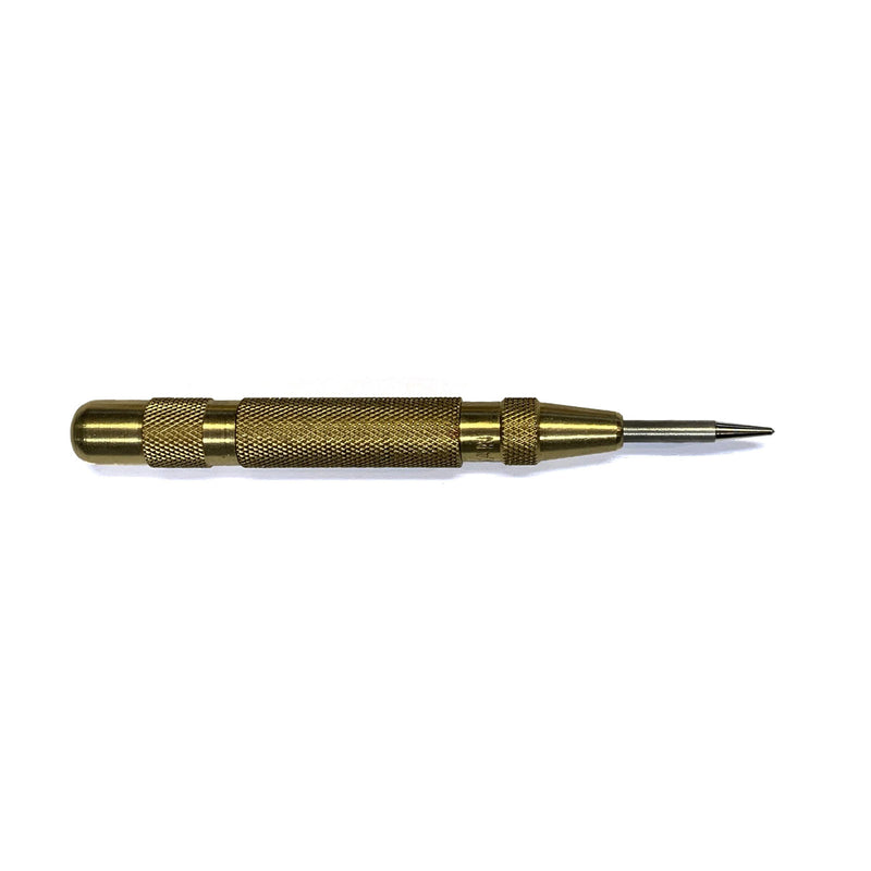 4¾" Automatic Center Punch, bright-finished brass body with alloy steel tip