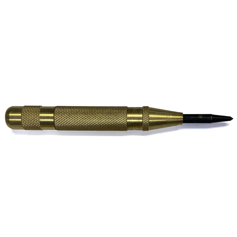 5¾" Automatic Center Punch, bright-finished brass body with alloy steel tip