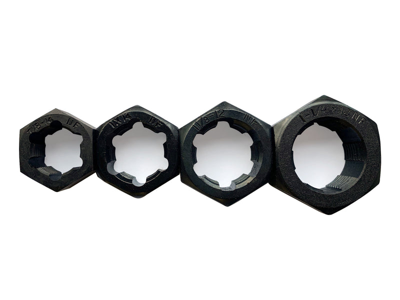 MADE IN USA Jawco Four Fine NF-SAE Thread-Restoring Dies (7/8"-14 tpi, 1"-14, 1-1/8"-12, 1-1/4"-12 tpi), all black oxided