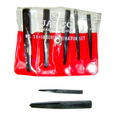 MADE IN USA 5-Piece Screw Extractor Set with most popular-sized screw extractors in a vinyl pouch handling 1/4